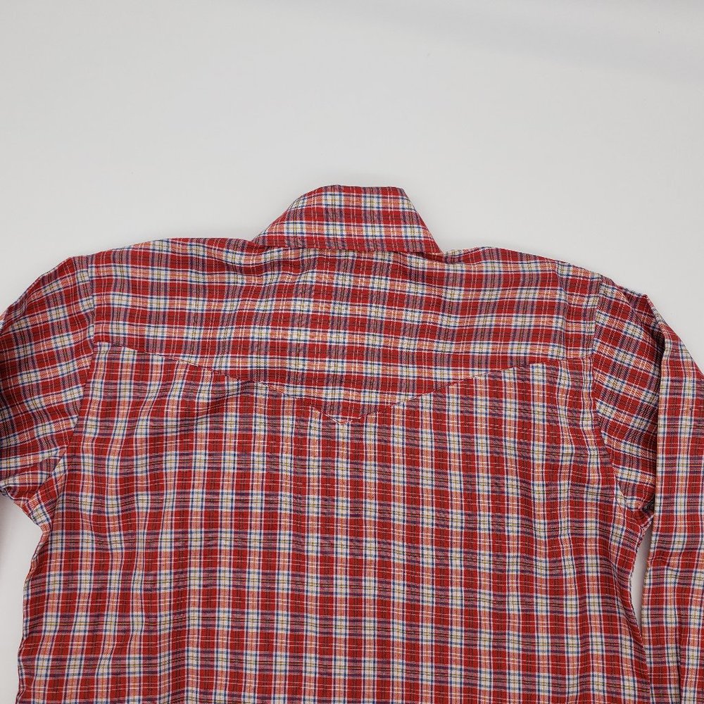 Krazy Kids Youth Red Plaid Long Sleeve Western Snap Down Shirt Medium - Picture 5 of 7
